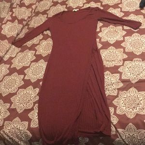 Long sleeve burgundy comfy dress